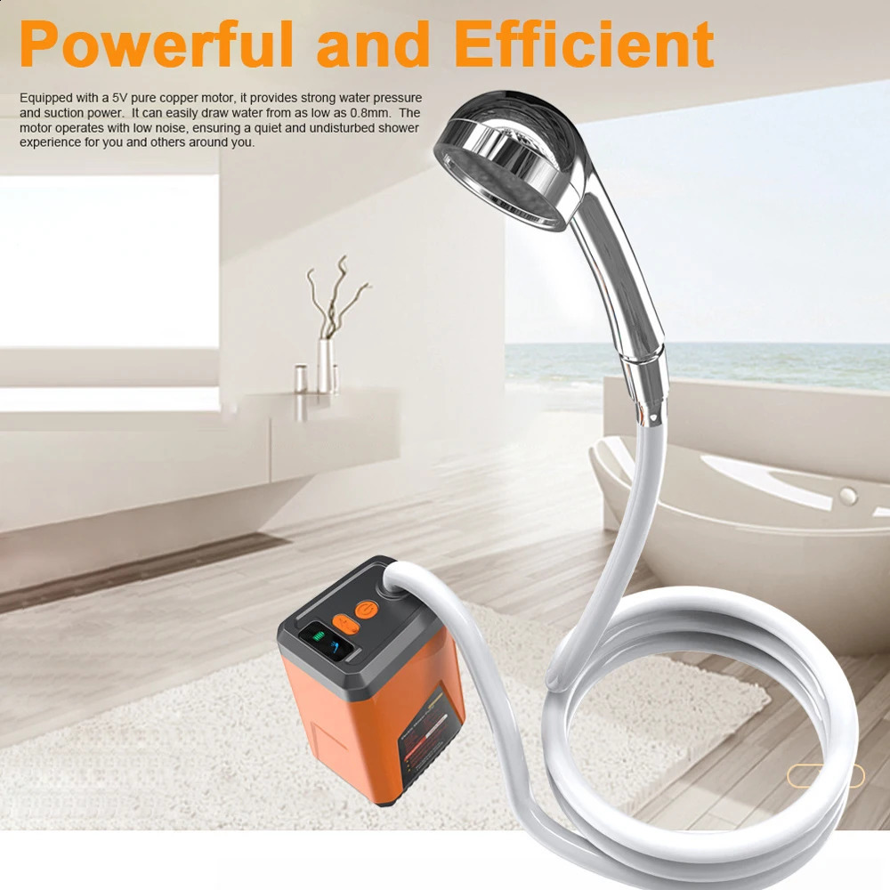 Outdoor Electric Shower Pump Portable Camping Rechargeable Battery Powered Waterproof for Beach Pet Watering 240820