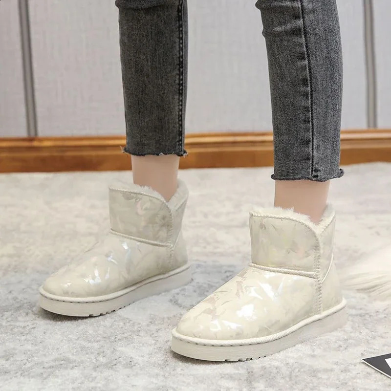 Ladies Snow Boots Ankle Chunky Booties Female Shoes Elegant With Low Heels Platform Black On Slip Offer Stylish Plush Work 240820