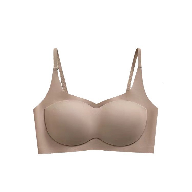 Black technology air layer integrated cup latex underwear for women in summer, thin design, large chest, small, steel ring, no trace, text bra dongdum
