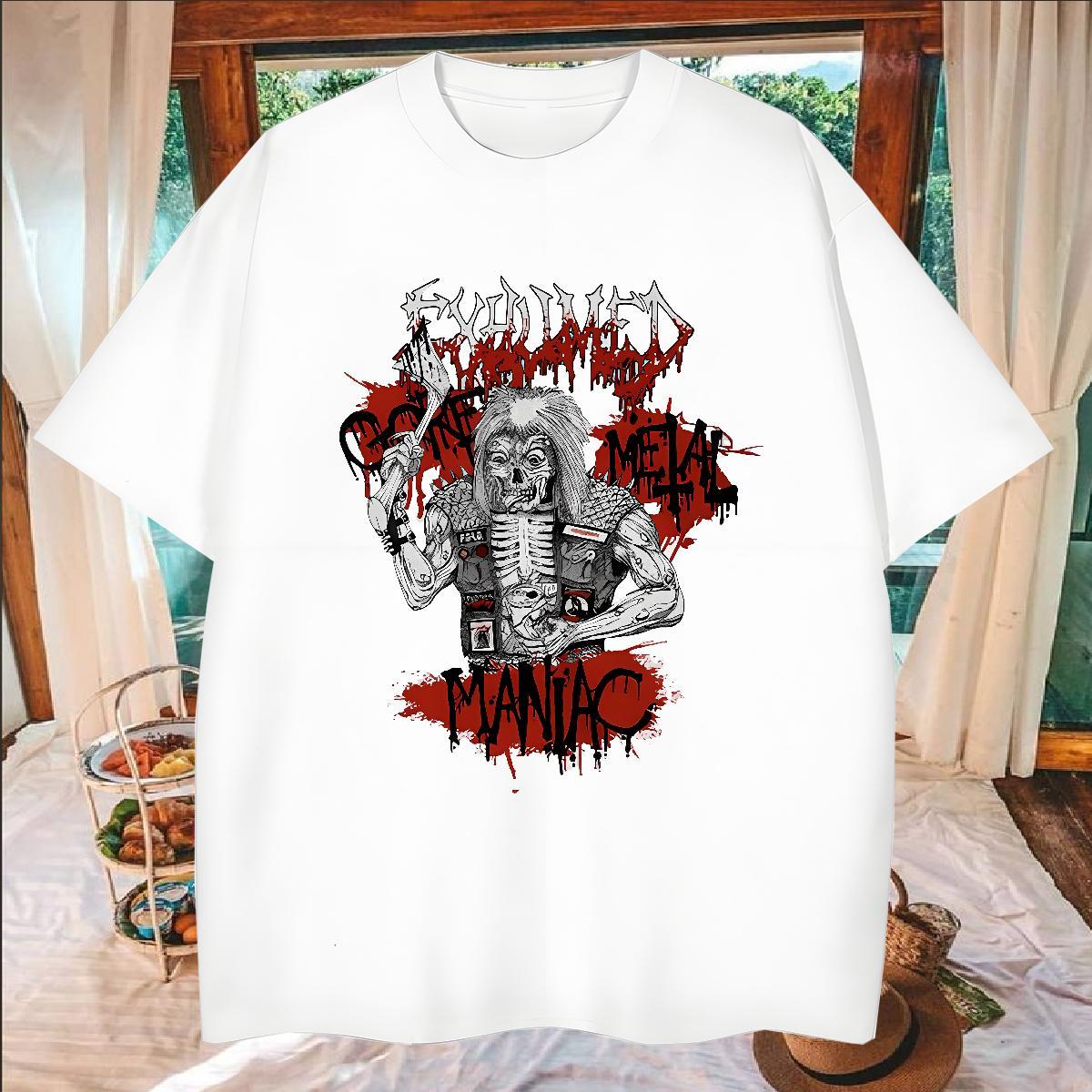Classic Casual skull Men Tees 230g 100% Cotton T-Shirts for Men DIY Printed Street Casual Breathable Short Sleeve High Quality Tops Tees