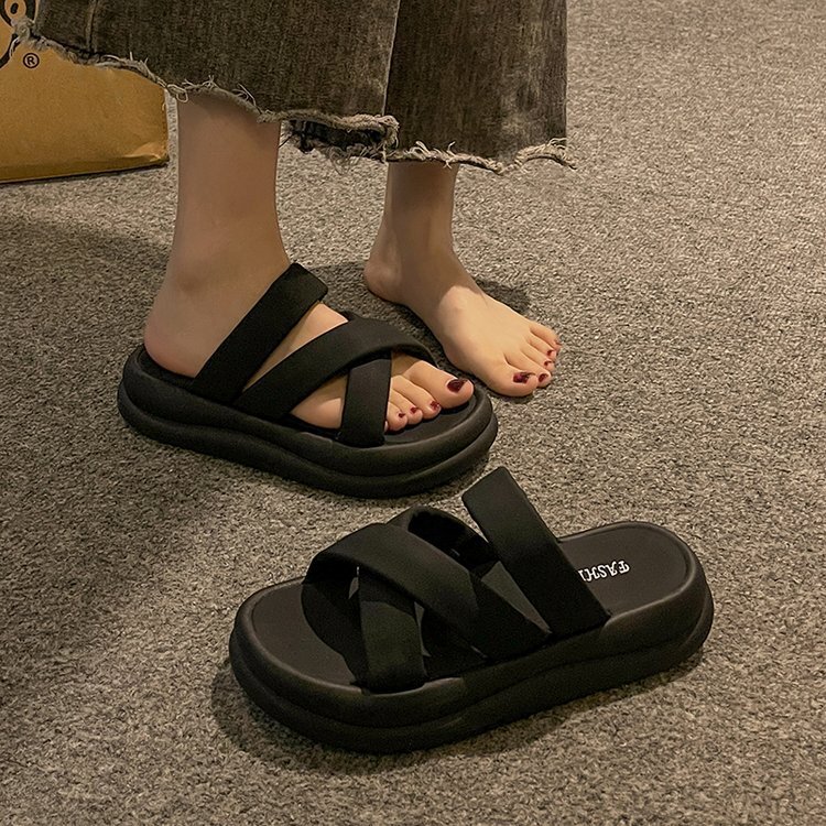 Ddmysports Thick Soled Slippers Women Summer Fashionable Versatile Woven In A Straight E Suitable For External Wear Non Slip And Casual Cooldown OUTDO