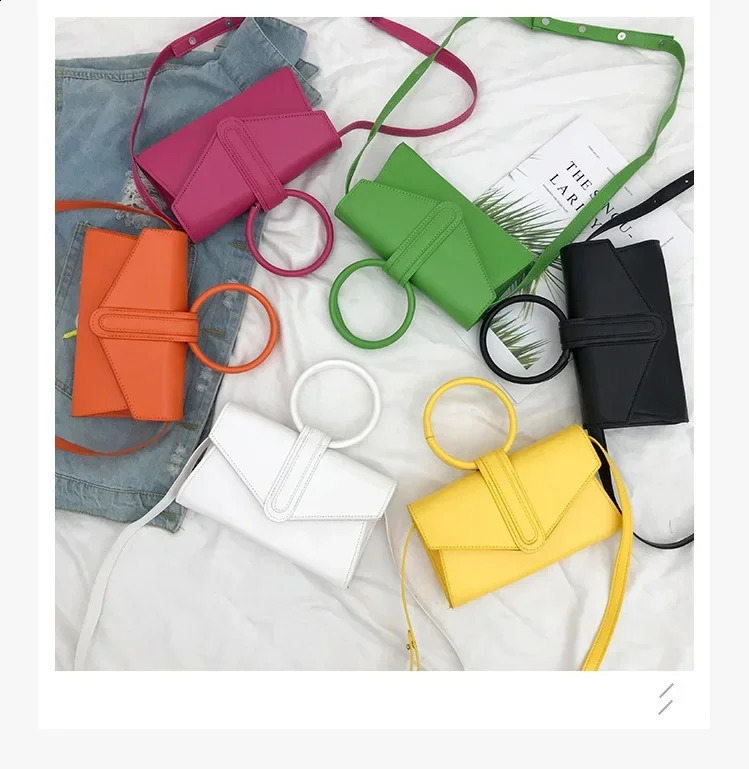 Small Handbag Retro PU Leather Shoulder Bags for Women Bag Yellow Orange Candy Color Female Mini Crossbody Handbags 240821