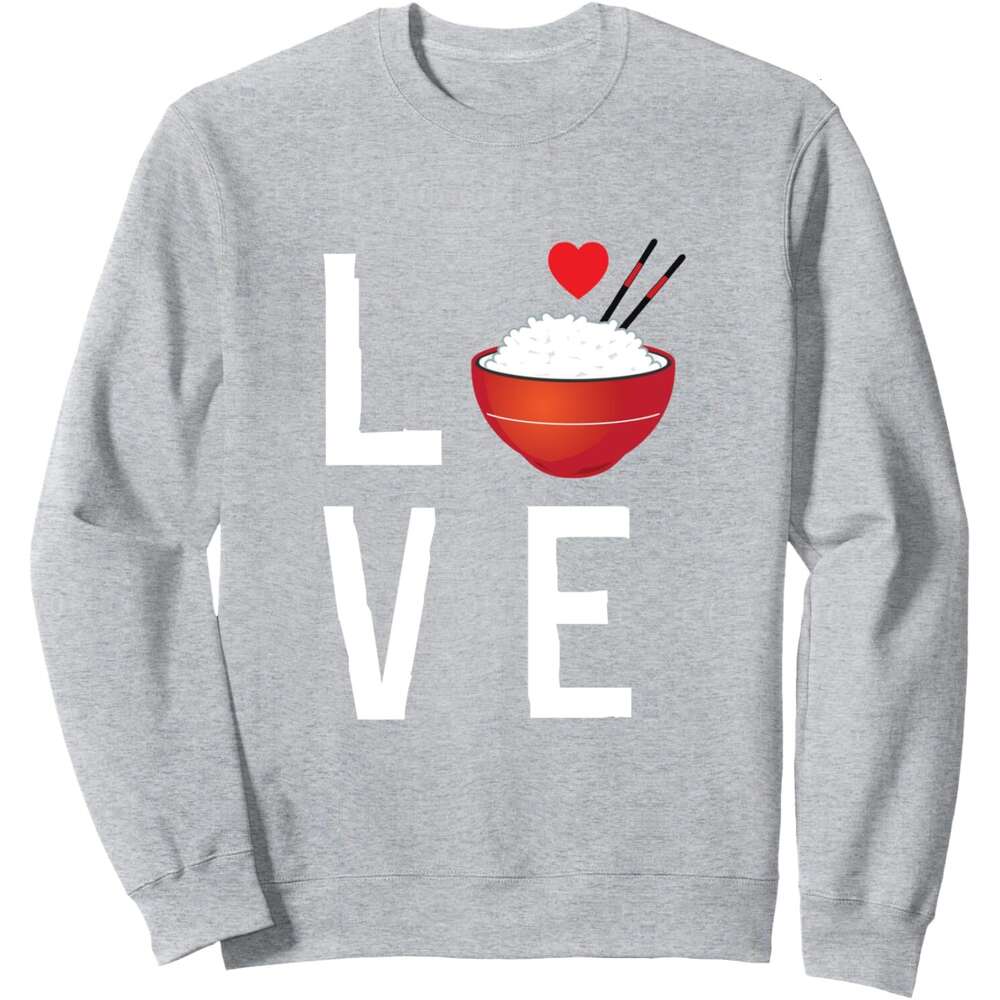 Long Sleeve Shirts for Men sweatshirt Love Rice Bowl Noodles Asian Food Funny Gift Sweatshirt T shirt Tee Streetwear Casual tops clothes