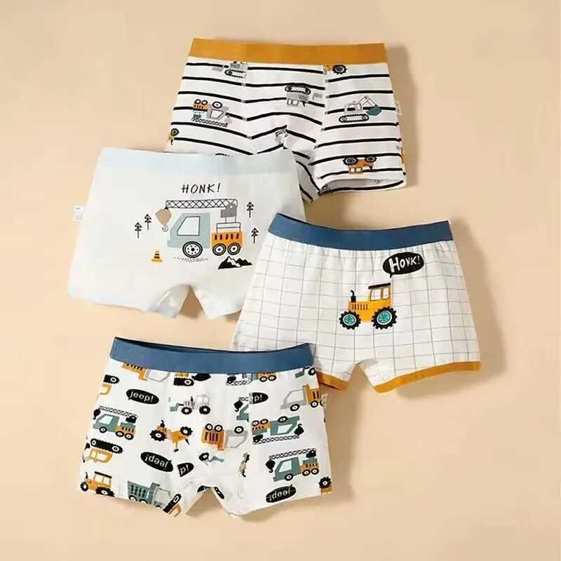 4Pcs/Lot Boy Cotton Underwear Boxer Kids Children Panties 2-12years Y240821