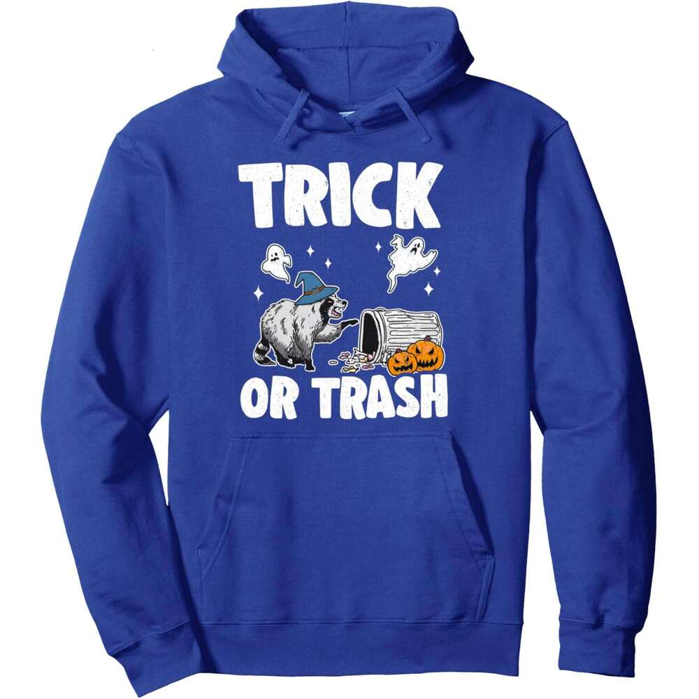 Hoodie for Mens Womens Trick Or Trash Raccoon Cute Halloween Pullover Hoodie Graphic Hoodies sweatshirt Pullover Long Sleeve 2025