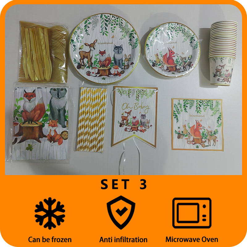 Jungle animal themed birthday decoration tableware set suitable for animal themed party birthday supplies