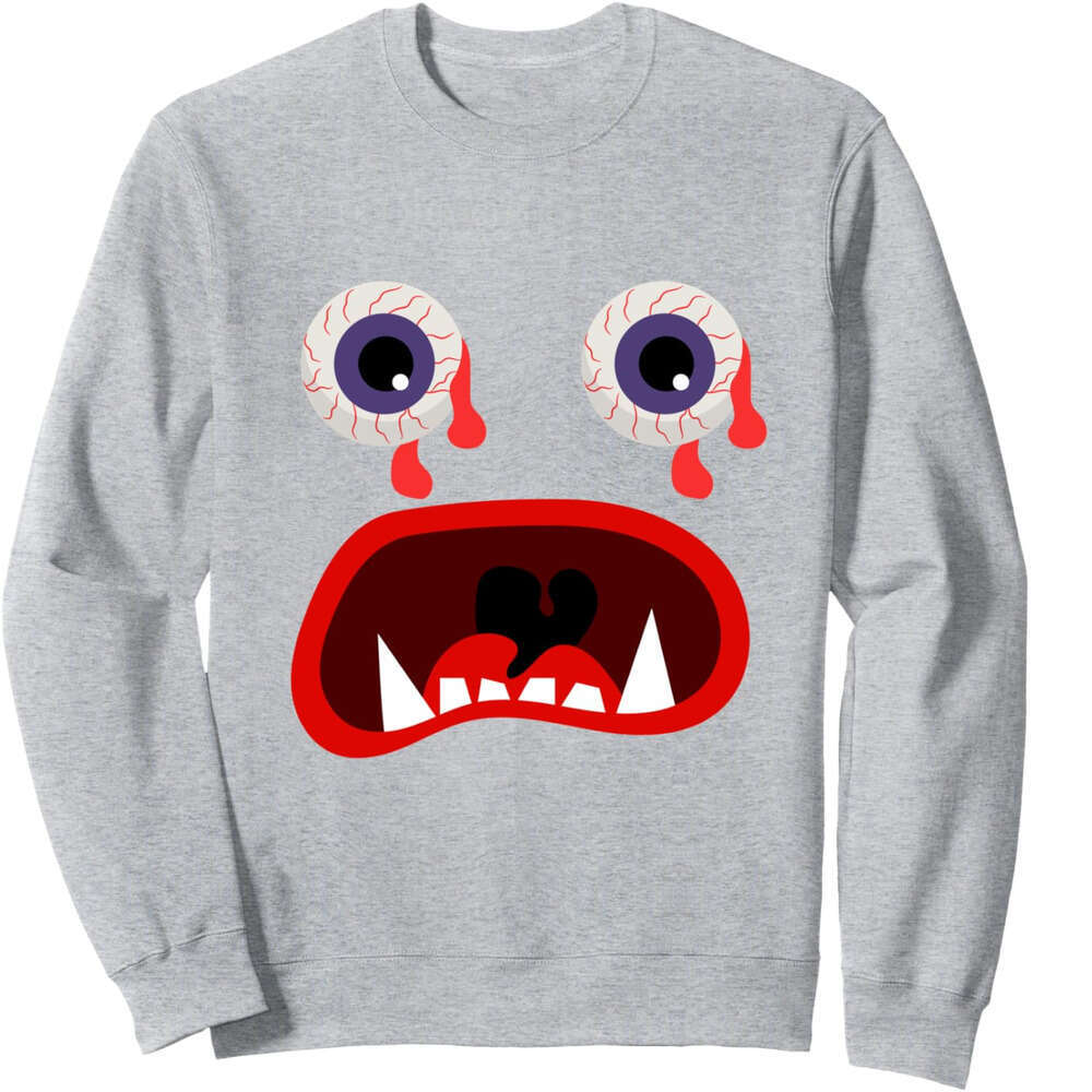 Long Sleeve Shirts for Men sweatshirt Scary Cartoon Eyes & Mouth Halloween Costume Gift Sweatshirt T shirt Tee Streetwear Casual tops clothes