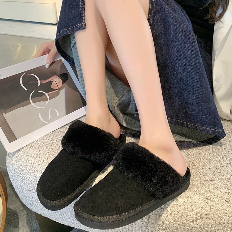 Ddmysports Thick Bottom Semi With Added Velvet Women S Winter New Style Fur Integrated Toe Snow Boots Cotton Slippers For Wearing On The Outside OUTDO