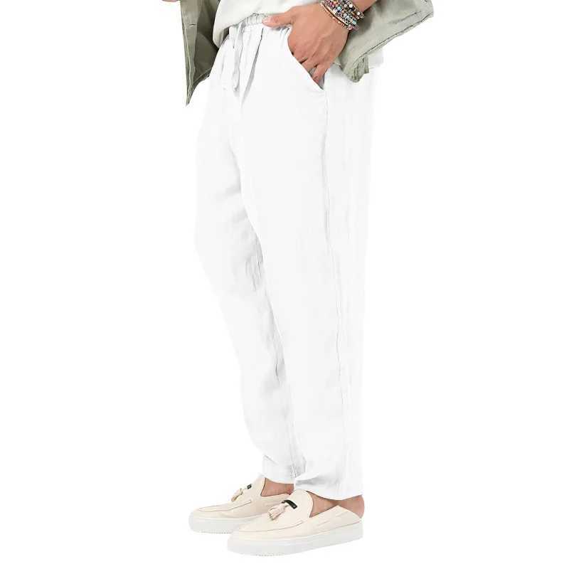 Mens cotton linen pants loose and cool casual pants elastic waist pants casual plus size streetwear lightweight pantsW240725