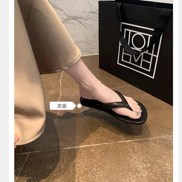 Ddmysports Grape Mom S Minimalist Toe Clip Leather Beach Vacation With Trendy Contrasting Color Versatile Flip Flops For Women To Wear In Summer OUTDO