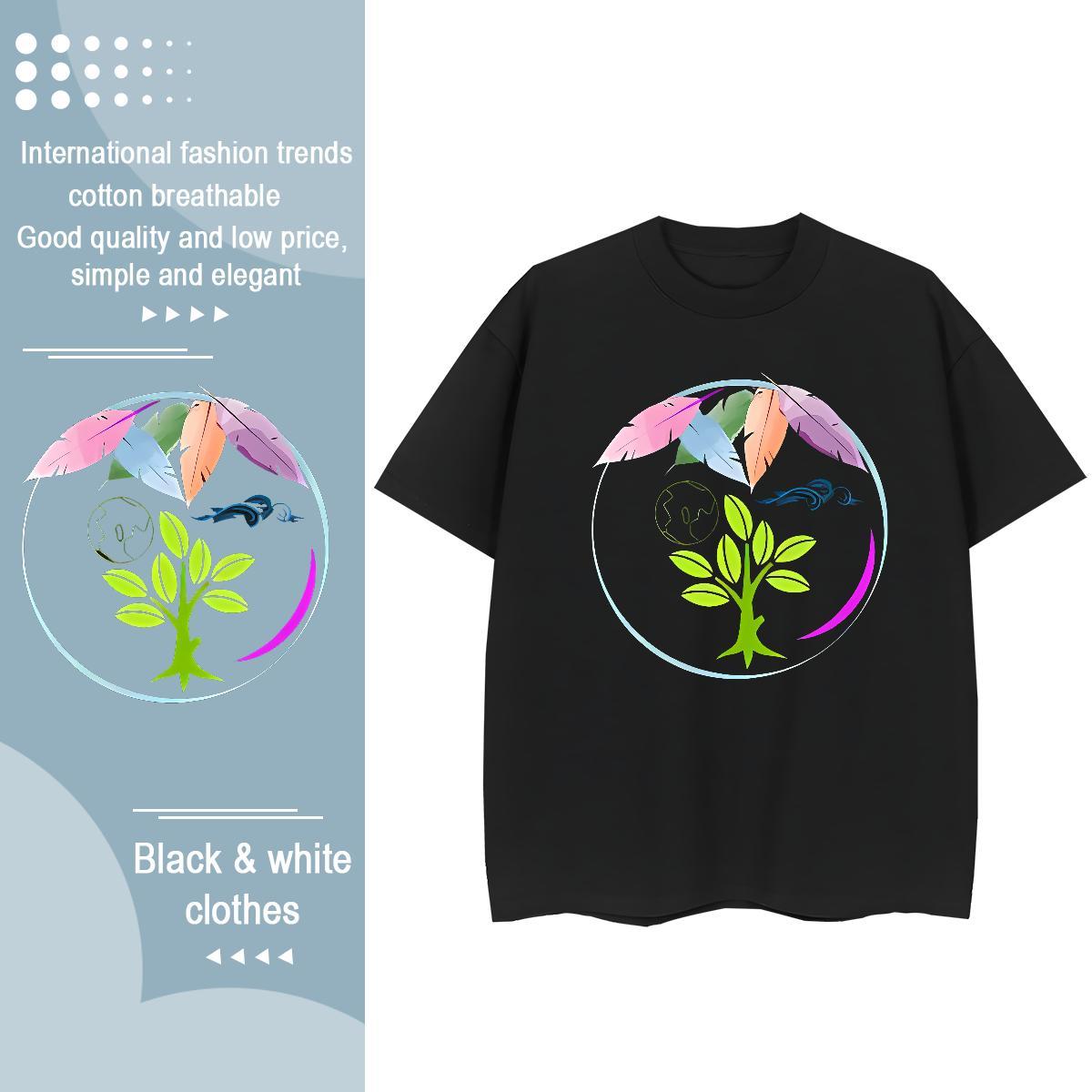 2024 T-Shirts for Women Round Neck Short Sleeve 230g 100% Cotton Women Tees Oversized tree Casual High quality Tees Shirts
