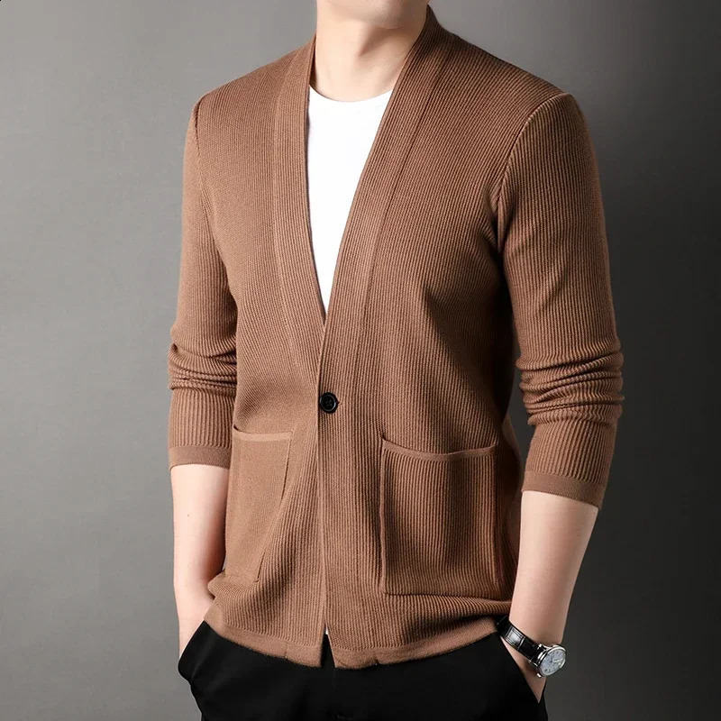 High Quality Mens Knitted Cardigan Buttonless Casual Comfortable and Versatile Suits Man Clothes Coats Jacket 240821