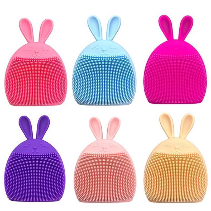 Rabbit Shape Silicone Face Cleansing Brush Skin Scrubber Glove Baby Shampoo Softy Brush Deeply Exfoliating Skin Care Tool Y240821