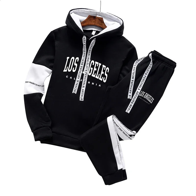 Los Angeles Mens Tracksuit Fashion Versatile Hooded Sweatshirt Suit or Tops or Pants High Quality Jogging Casual Clothing S-3XL 240821