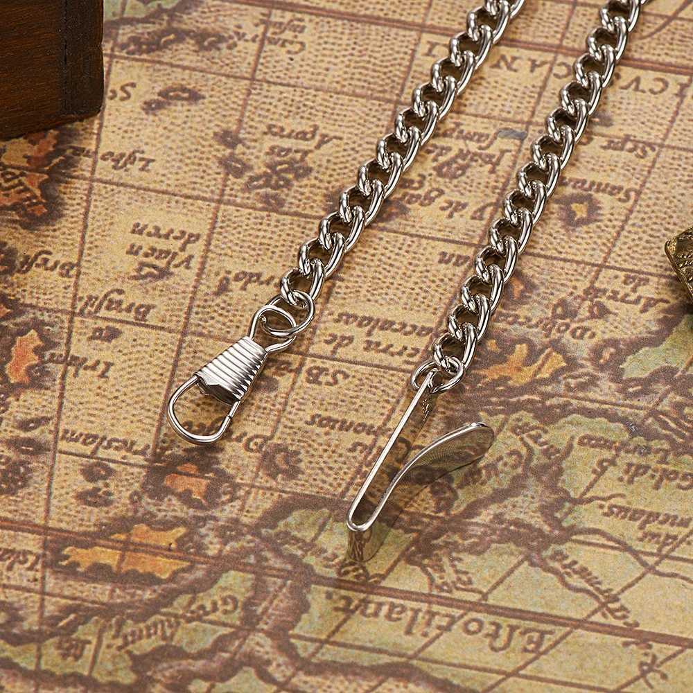 Luxury OYW hand wrapped mechanical silver mens pocket watch skeleton dial steel necklace chain pendant retro dress Fob watch W240820