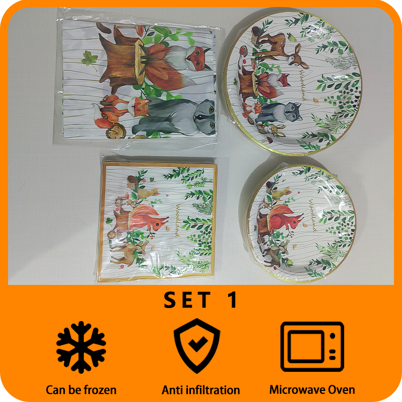 Jungle animal themed birthday decoration tableware set suitable for animal themed party birthday supplies