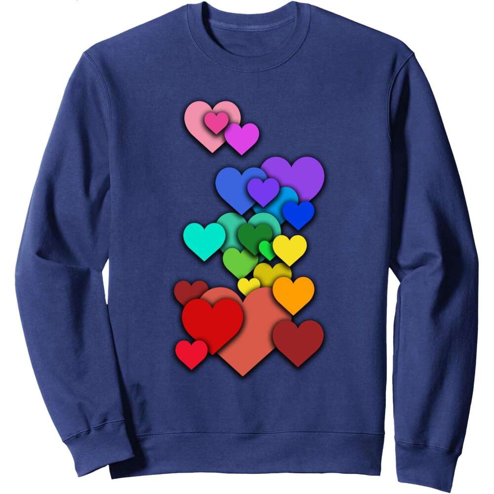 Long Sleeve Shirts for Men sweatshirt Colorful Heart Love Pride Equal Human Rights Gift Sweatshirt T shirt Tee Streetwear Casual tops clothes