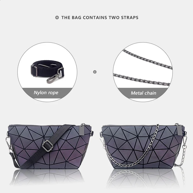 Women Chain Shoulder Bag for women 2024 Luminous Geometric Messenger Bags Plain Folding Crossbody Bags Clutch evening bag bolso 240820