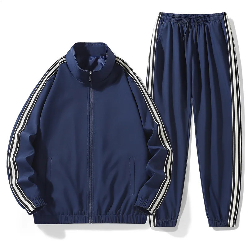 Sports Set Couple Striped Sports Pants Trendy Casual Fashion Youth Handsome Jacket Set Tracksuits Clothes 240821
