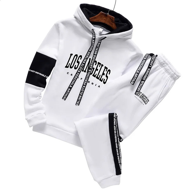 Los Angeles Mens Tracksuit Fashion Versatile Hooded Sweatshirt Suit or Tops or Pants High Quality Jogging Casual Clothing S-3XL 240821