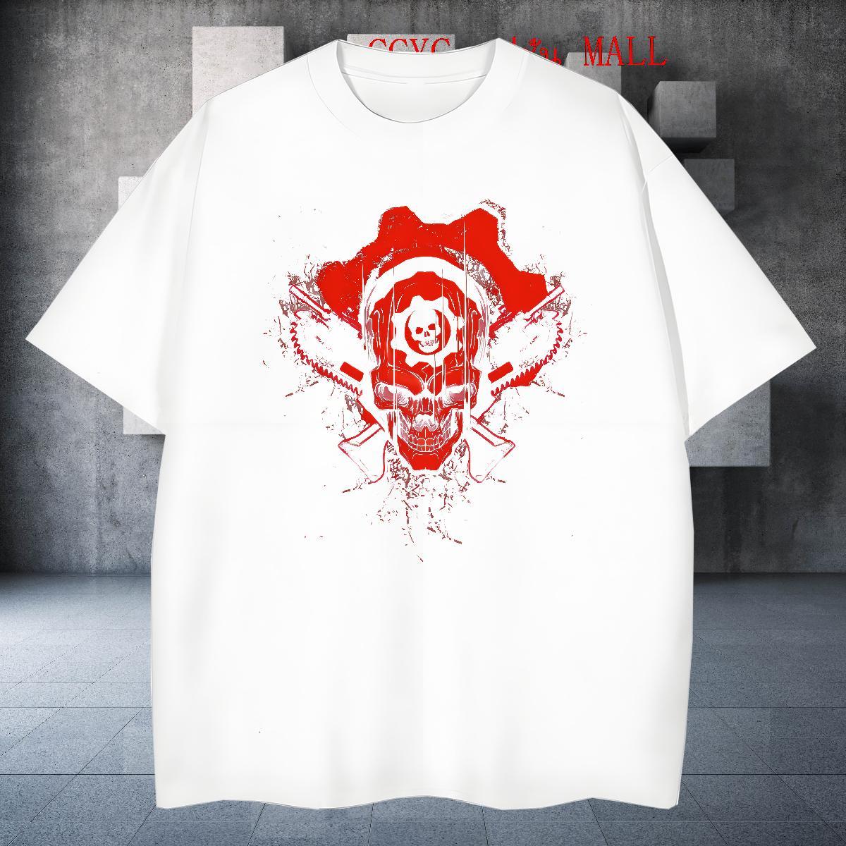 Factory Direct scary Men Tees 100% Cotton 230g T shirt Cartoon Printing L-4XL Outdoor O Neck Short Sleeves Comfortable Polos