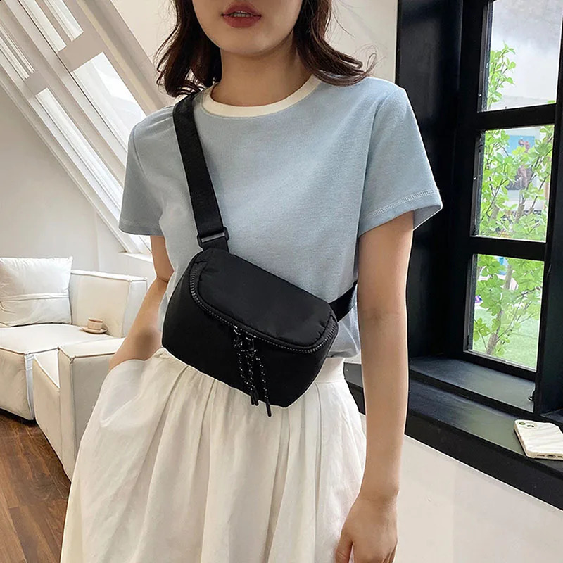 MenWomen Simple Crossbody Bags SmallBig 2 Sizes Multi Layer Large Capacity Chest Travel Canvas Phone Shoulder 240821