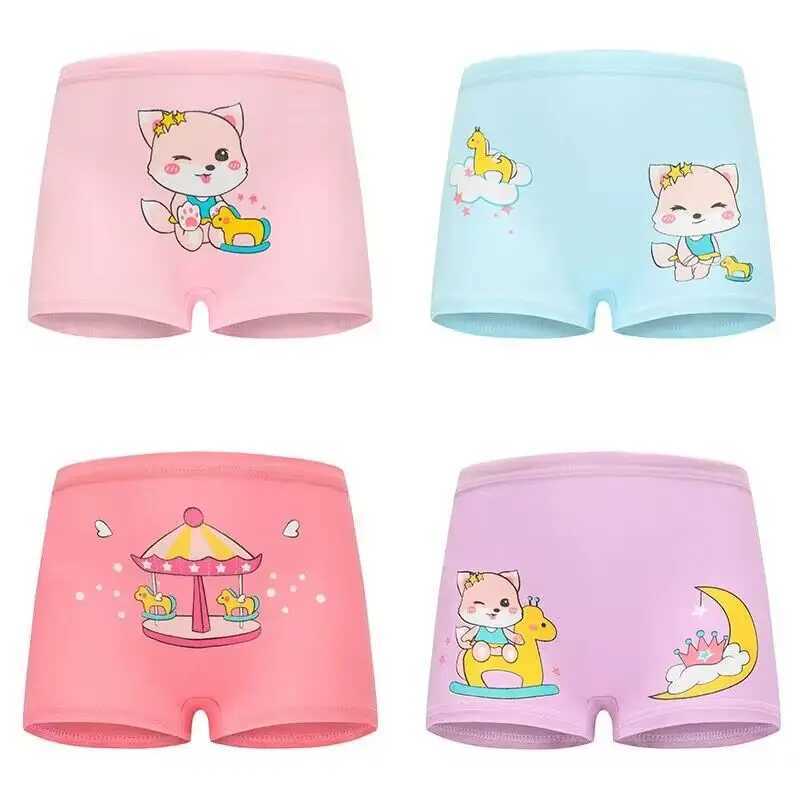 4 Pieces/Lot Children Underwear Cotton Girls Panties Cute Kids Boxer Briefs Child Soft Girl Pants 2-10Years Y240821