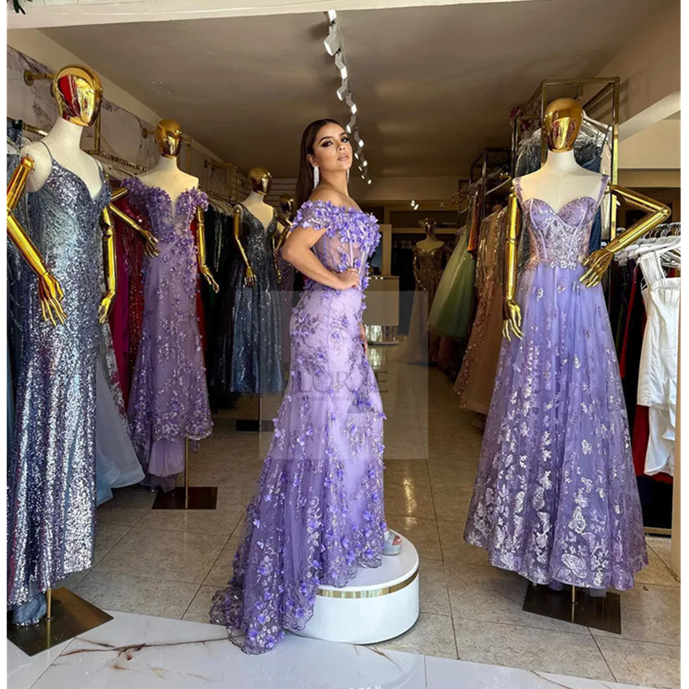Mermaid Dresses Blue Dubai Sleeveless Party Lace Sequins Women Prom Middle East Sweep Train Custom Evening Dress 04