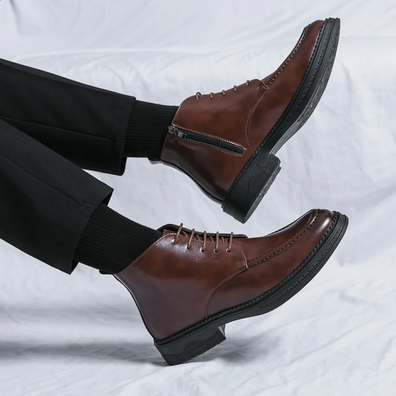 Urban Type Mens Concise Leather Boots Fashion Mens Premium Business Shoes Casual Boots Korean Ankle Boots Mens Office Daliy Boots 240821