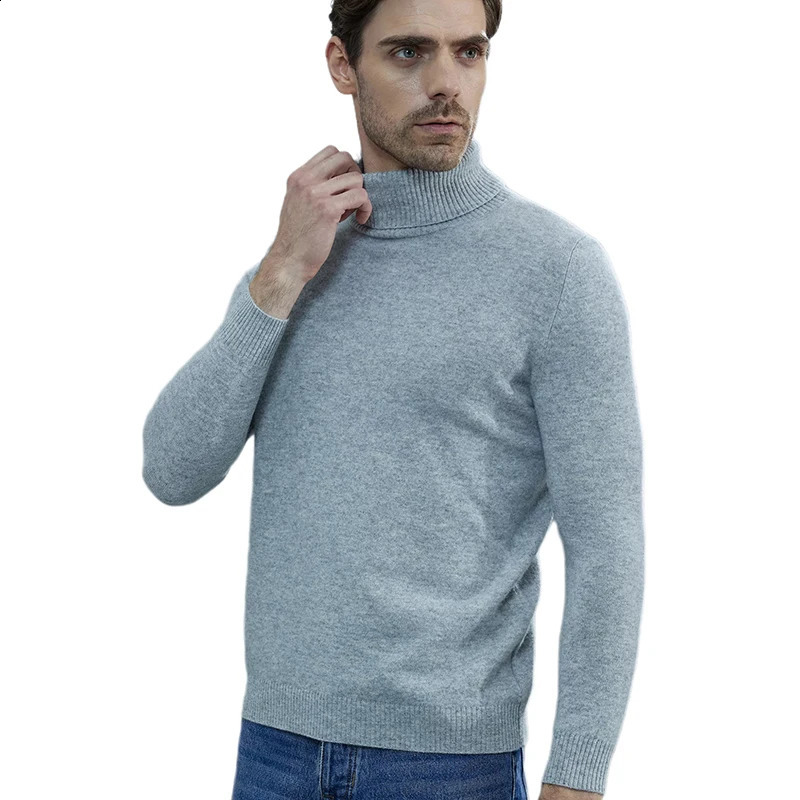 Men Knitted Sweaters Cashmere Sweater 100% Merino Wool Turtleneck Long-Sleeve Thick Pullover Winter Autumn Male Jumpers Clothing 240821
