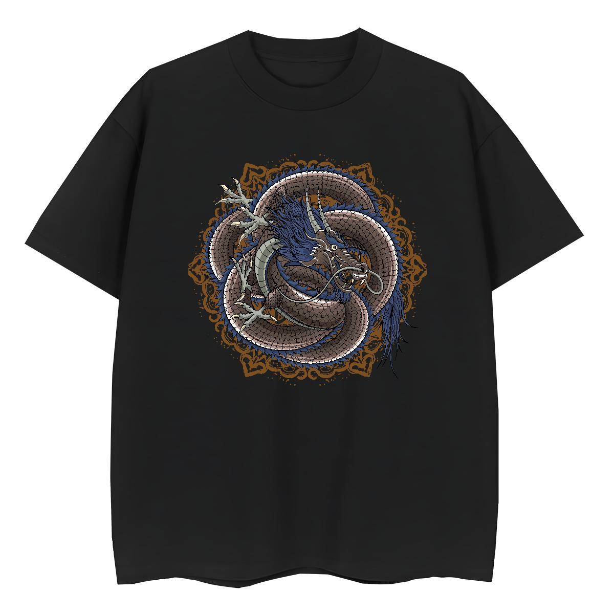 Classic dragon T Shirts Men Hip Hop Mens Tshirts 230g 100% Cotton New Designer Breathable Cartoon Printing L-4XL Tee Shirt