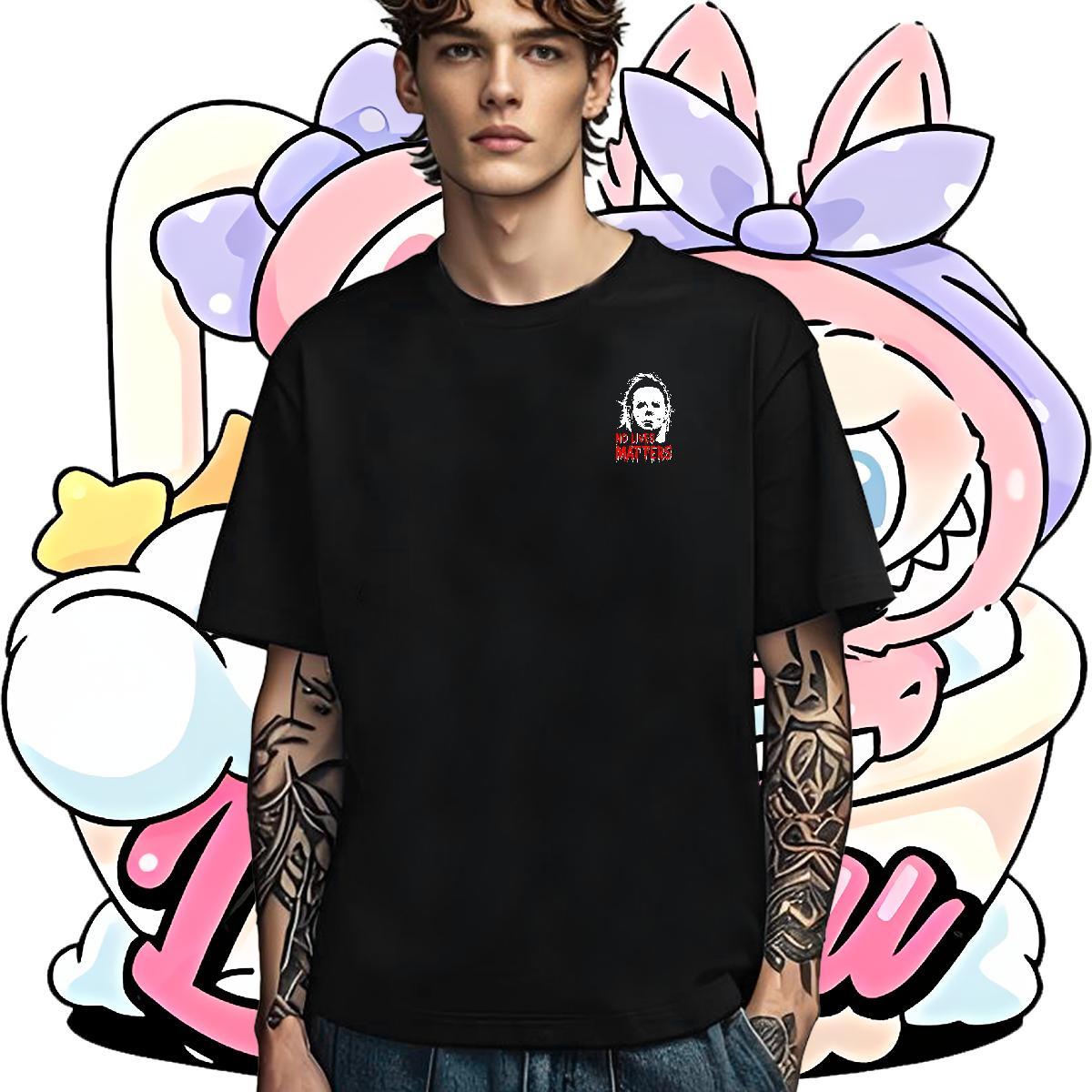 Wholesale SCARY Couples T Shirts 230g Cotton T shirt Customized Print Outdoor Round Neck Short Sleeve Comfortable Clothes
