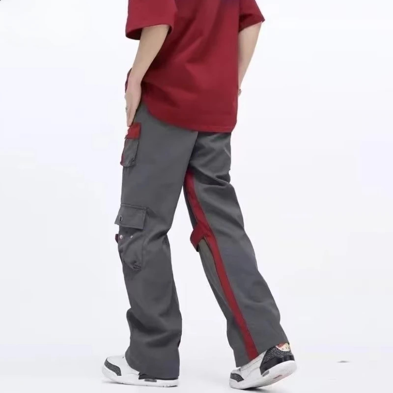 Product pants mens full matching American style streetwear Trouser unisex pocket casual fulllength patch work fashion college daily 240821