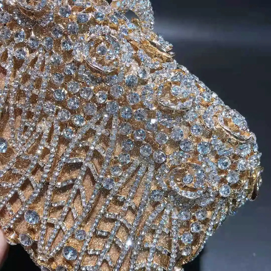 XIYUAN Womens Diamond Rhinestone Evening Wallet Crystal Metal Clutch Wedding Party Ball Handbag Shoulder Bag 240820