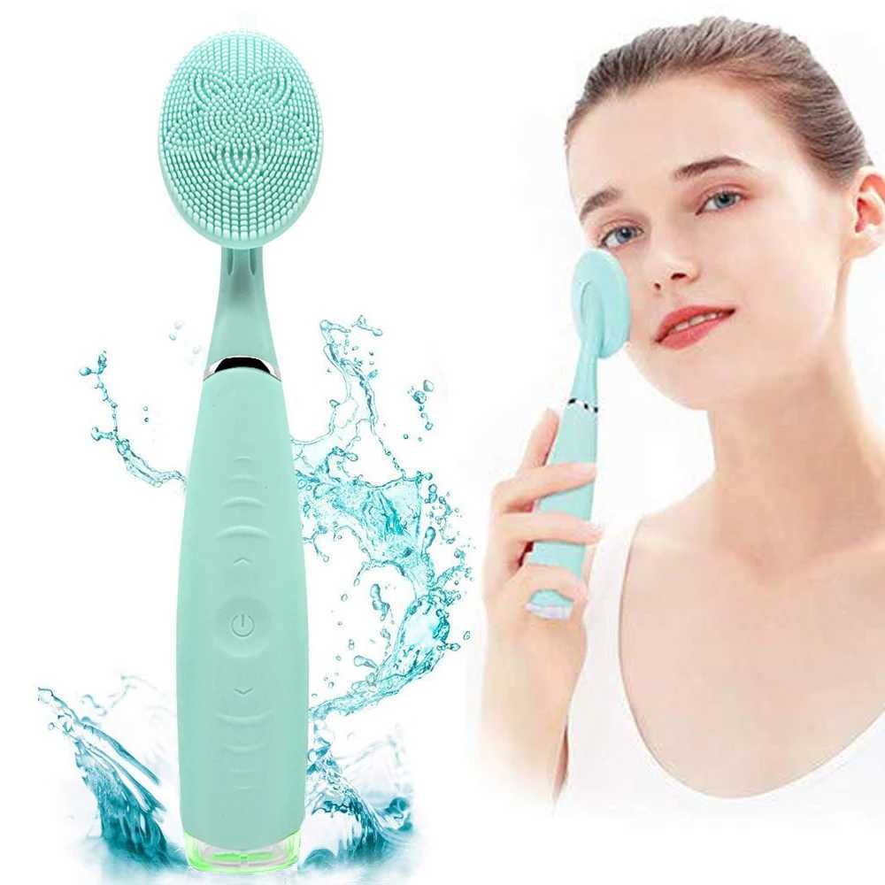 Silicone Electric Face Cleansing Brush With 5 Adjustable Speeds Vibrating for Deep Pore Cleaning Gentle Exfoliating Massaging Y240821