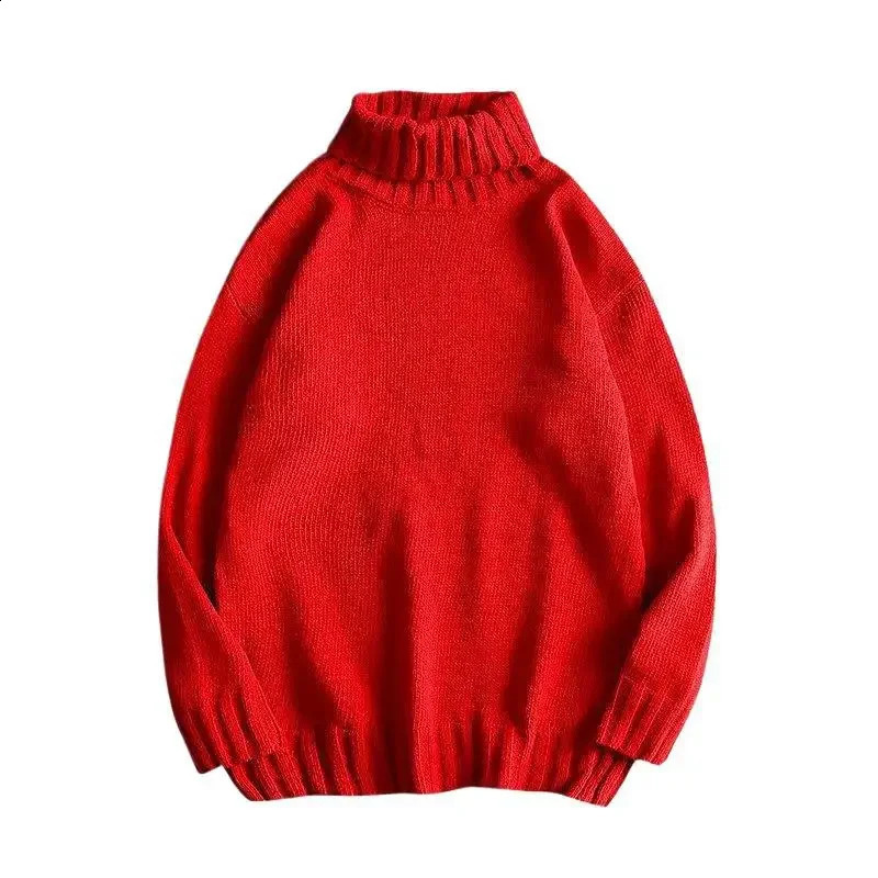 Korean Style Polo/turtle Neck Sweater Men Fit Color Hong Kong Versatile Slims Smooths Silhouette Sleeve Jacket Thickened Knit 240821