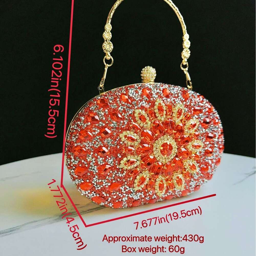 2025S Fashion Designer New Water Suower Full Dia Goose Egg Small Handheld Diagonal Cross Women S Dress Qipao Banquet Bag