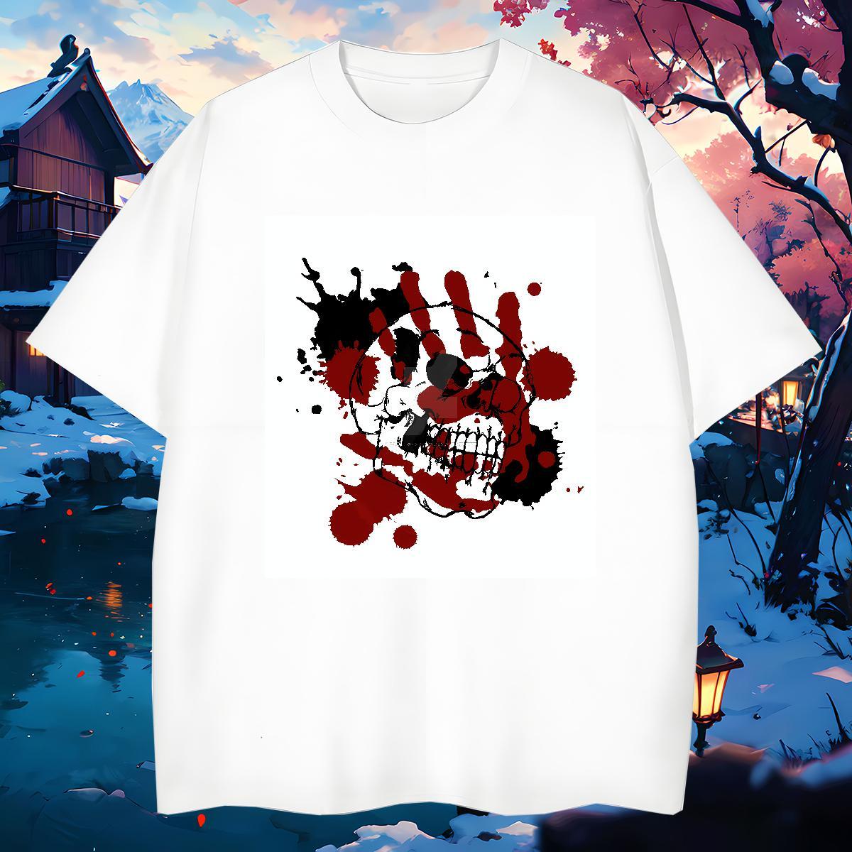 2024 New scary Men Tshirts 230g Cotton T-Shirts for Men Oversized 3XL 4XL Summer Casual Crew Neck Brand Tops