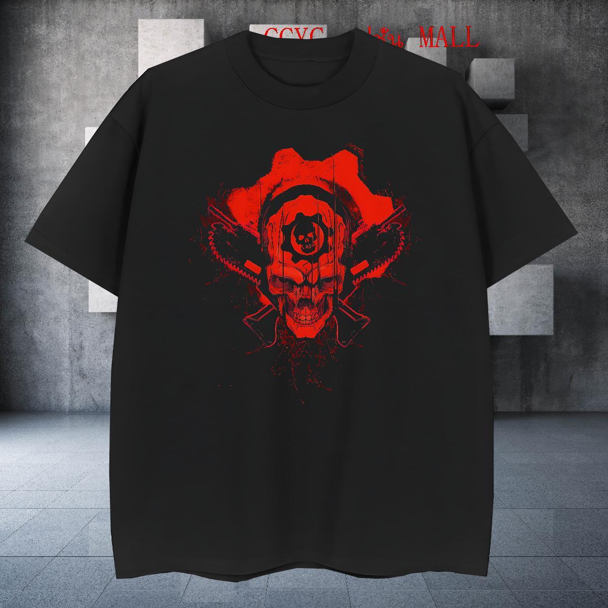 Factory Direct scary Men Tees 100% Cotton 230g T shirt Cartoon Printing L-4XL Outdoor O Neck Short Sleeves Comfortable Polos