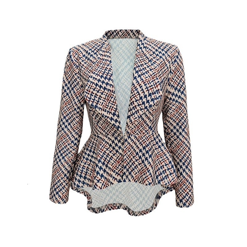 Women's clothing 2024 new printed commuting style long sleeved lapel suit elegant irregular loose jacket top