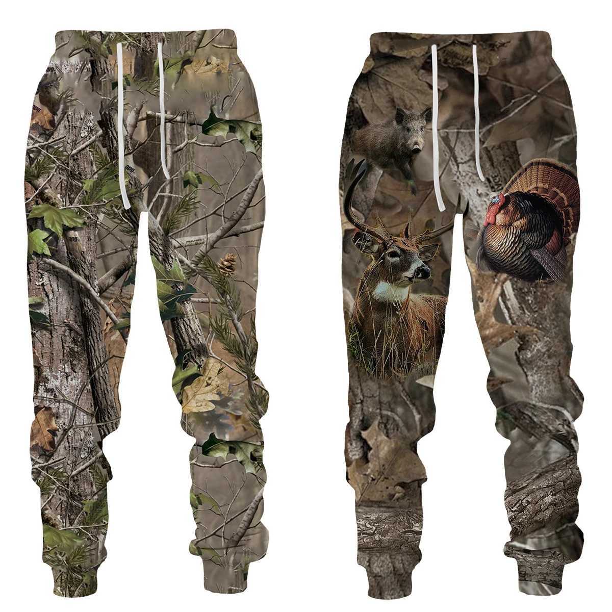 Mens Pants Outdoor Camping Camouflage Leisure Wildlife Hunting Deer Wild Boar 3D Printing Sports Pants Fishing Fitness Trousers SportswearW240725