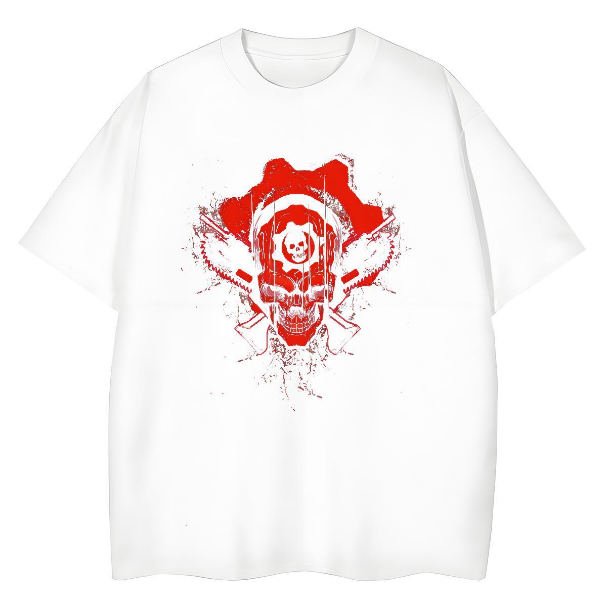 Factory Direct Men Tshirts 230g Cotton Casual Beach SKULL Pure Cotton T shirt Loose Custom Print Plus Size Polos