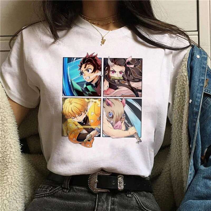Slayer Demon T Women Kimetsu No Yaiba Nezuko Tshirt female Tanjirou Kamado Graphic Tee Shirt Japanese Anime Manga T-shirt shirt anjirou ee -shirt