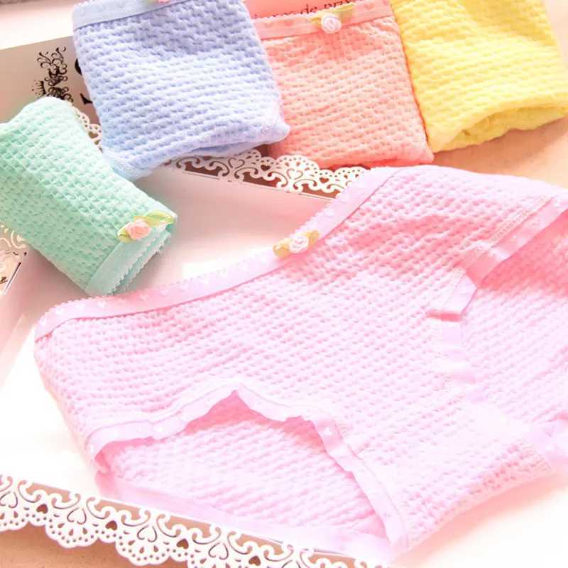 4pc/Lot Briefs Cotton/Spandex Underwear Little Girls Big Teen Solid Color Soft Panties 8-14Years Kids Training10-16Year Y240821