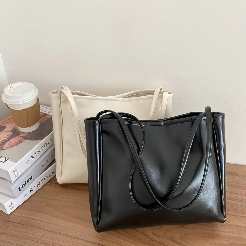 Trendy Tote Bag Simple Temperament Casual Shopping Handbag Western Style Large Capacity Shoulder 240821