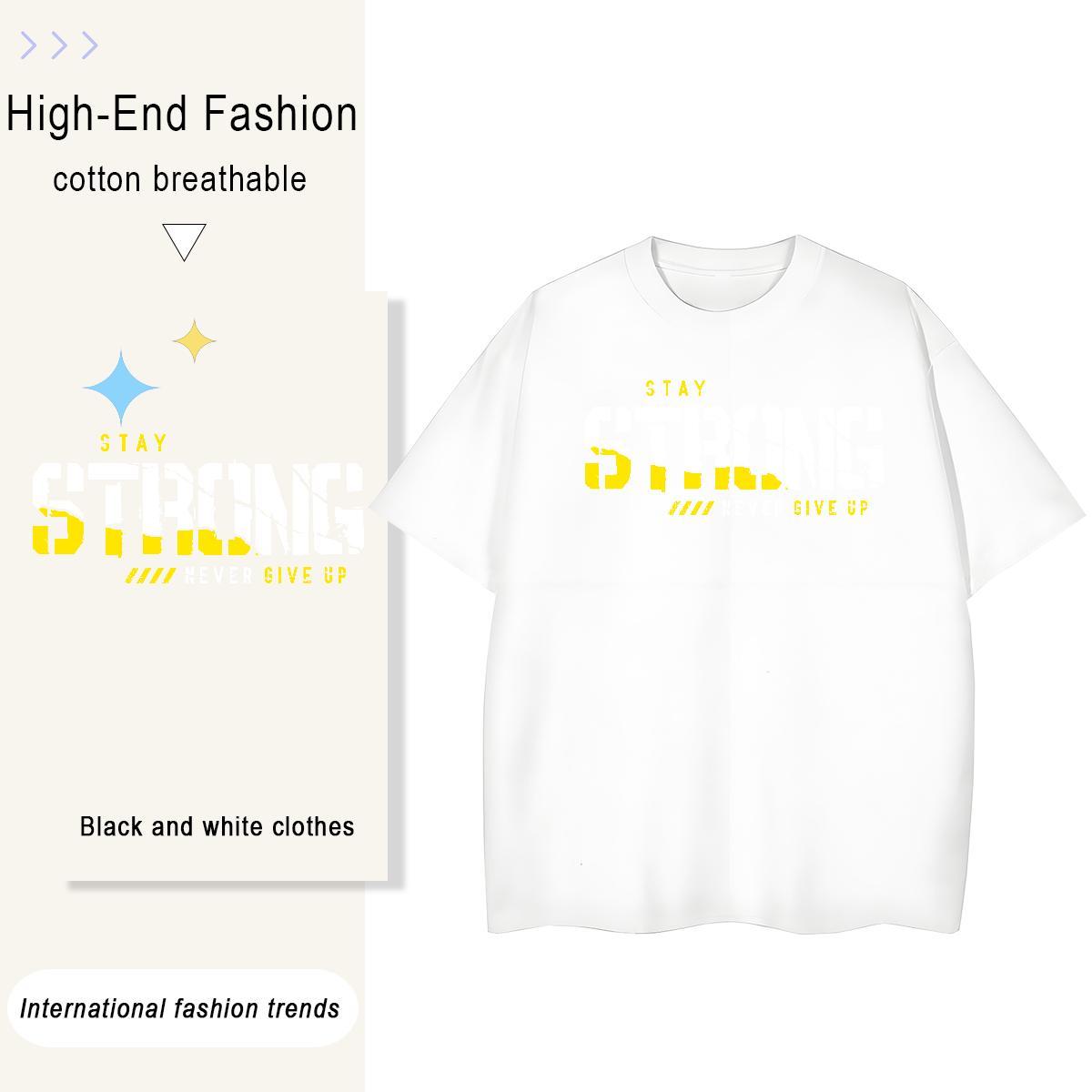 Comfortable Women Tshirts 230g Pure Cotton letter Hip Hop Street Women T Shirts Round Neck Short Sleeve Cartoon Print Polos