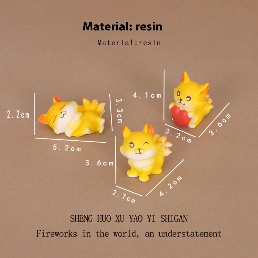 Creative Mini Cute Pet Fox Cartoon Resin Crafts Micro Landscape Home Decorations Desktop Small Ornaments