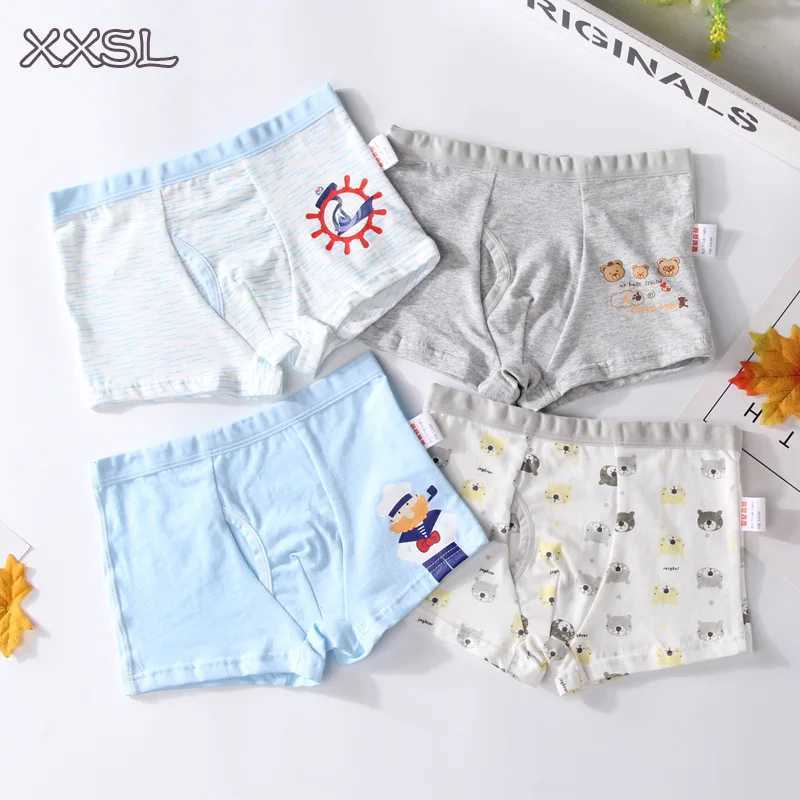 4PCS/LOT Children Boys Underwear Cartoon Childrens Shorts Panties Baby Boy Toddler Boxers Stripes Teenagers Cotton Underpants Y240821