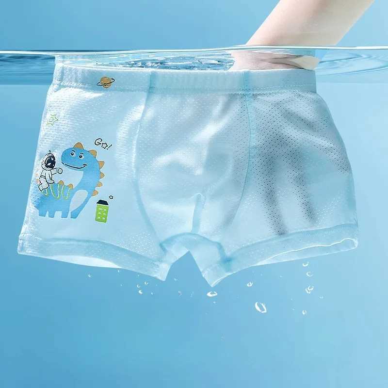 Summer Thin Mesh Breathable Panties 4PCS Boys Soft Comfort Antibacterial Underwears Cute Print Knickers 3+y Young Child Clothing Y240821