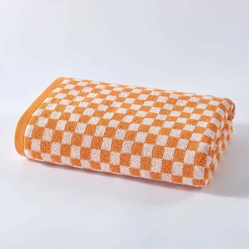 Plaid Towels Set Cotton Yarn-dyed Jacquard Face Towel Absorbent Soft Bath Towel for Home Hotel Bathroom Towel M240820